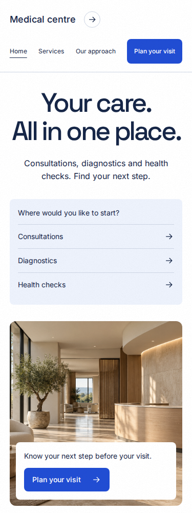 Mobile view of the same medical centre design