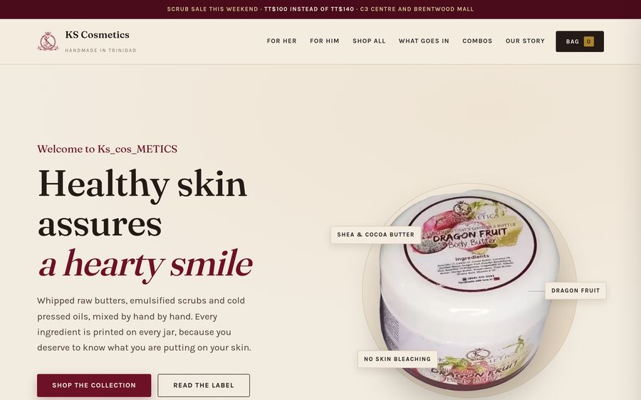 Online store for a cosmetics brand