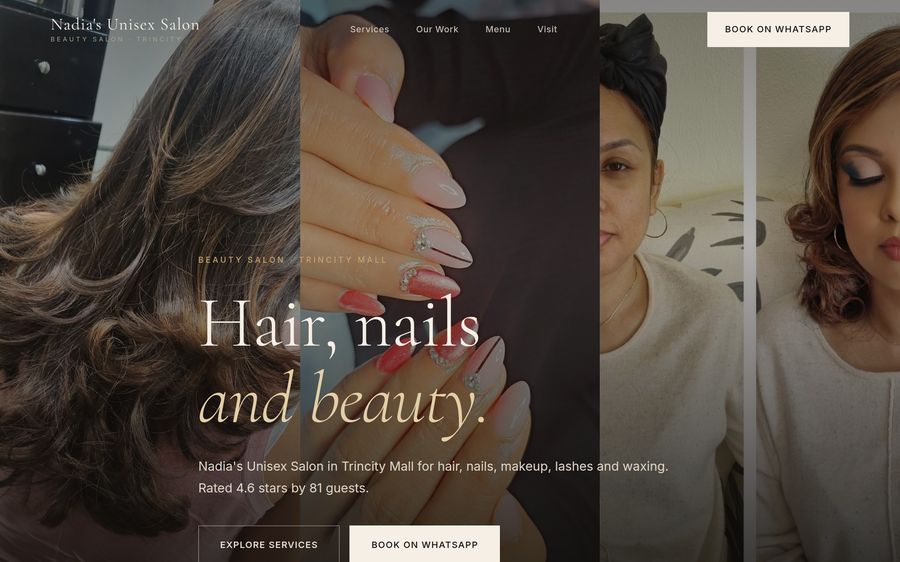 Website for a hair and beauty salon
